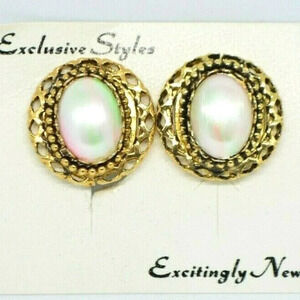 Pcraft Pink Green Faux Pearl Earrings